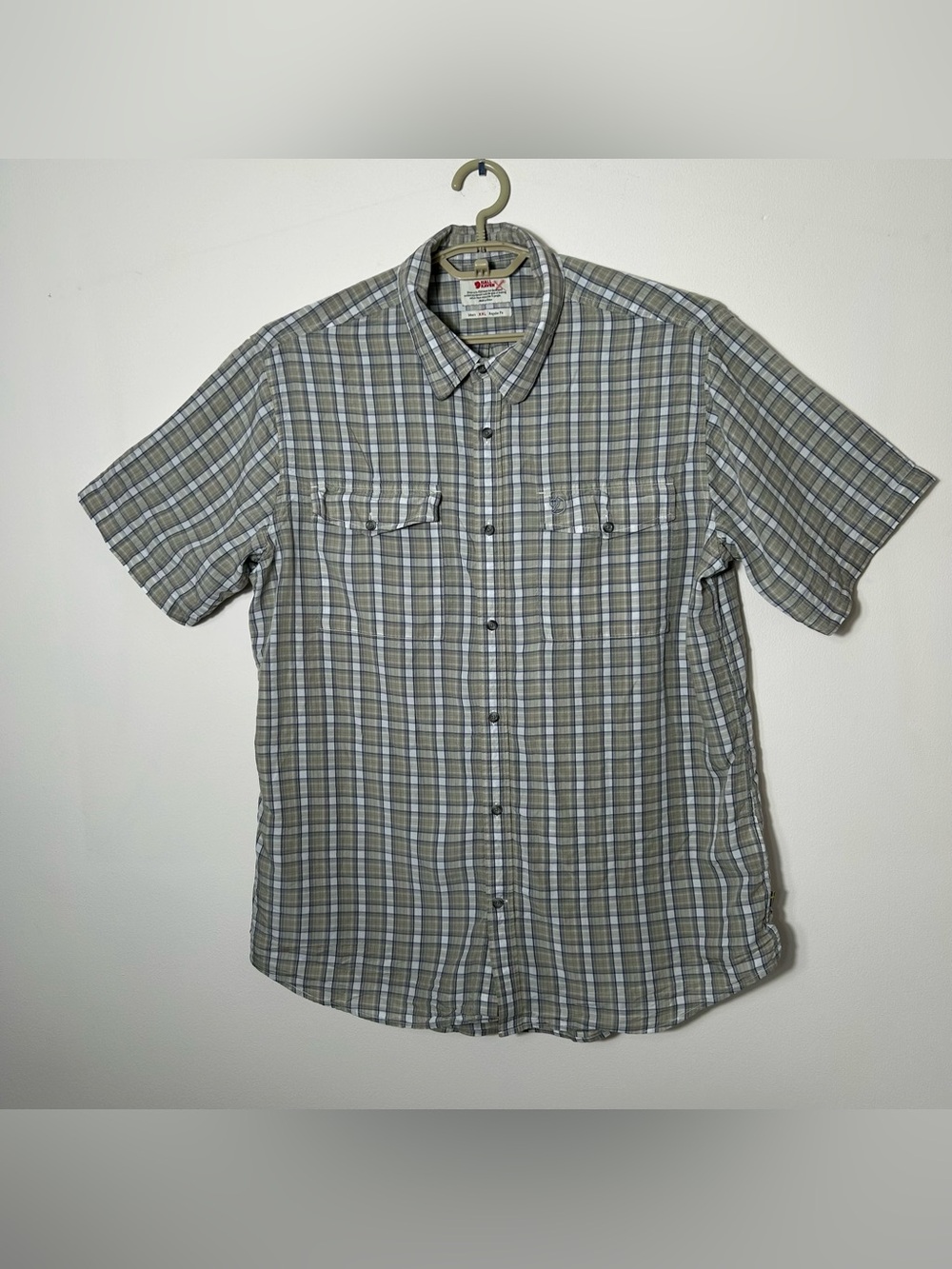 Fjall Raven Shirt Mens XXL Regular Fit Abisco Cool Short Sleeve Plaid Pockets